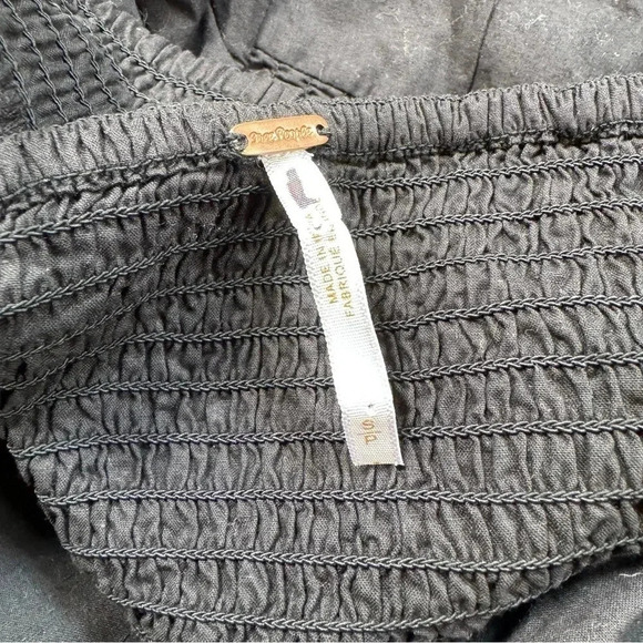 New Free People Danelle Set Two Piece Wide Leg Pants Crop Top Ruffle Black - Picture 12 of 17